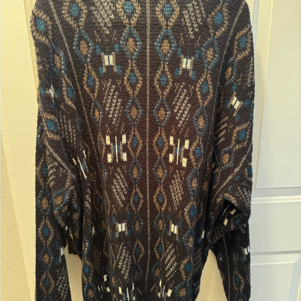 Big and Tall Vintage Jantzen Striped Sweater with Earthy Tones - Picture 3 of 3